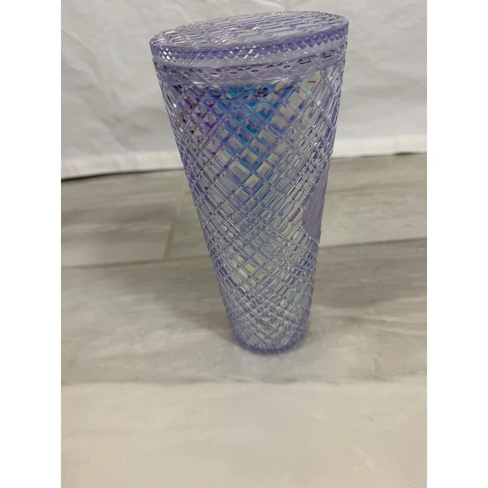 Starbucks Lavender Iridescent Studded Grid Venti Tumbler 24oz Cold Cup Purple